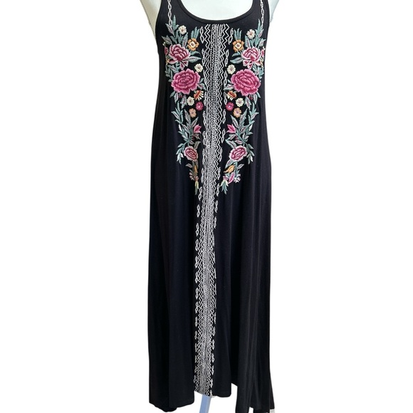 Karyn Seo Floral Embroidered Black Hi low Dress - Picture 1 of 6